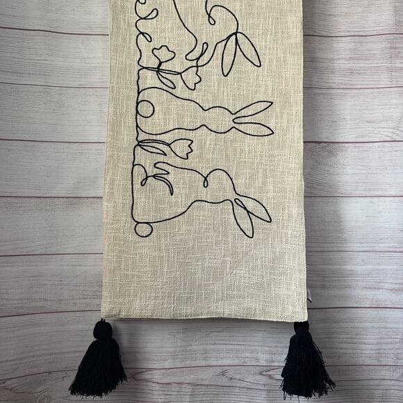 The Farmhouse by Rachel Ashwell Easter Bunny Rabbit Table Runner Tassels 16x90" - Picture 6 of 16